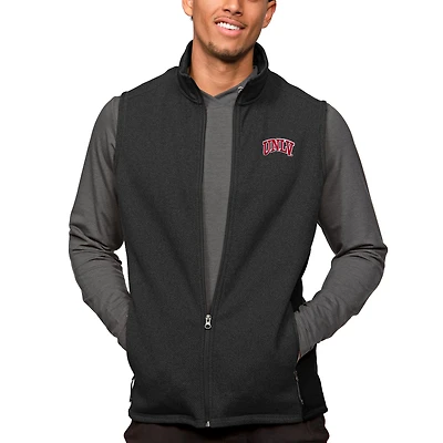 Men's Antigua Heather Black UNLV Rebels Course Full-Zip Vest