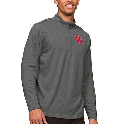 Men's Antigua Heather Charcoal Houston Cougars Epic Quarter-Zip Pullover Top
