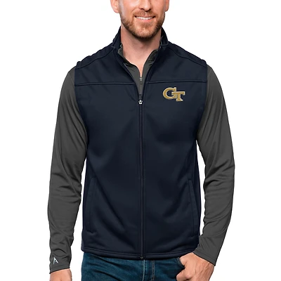 Men's Antigua Navy Georgia Tech Yellow Jackets Links Full-Zip Golf Vest