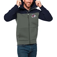 Men's Antigua Navy/Steel Fresno State Bulldogs Protect Full-Zip Hoodie
