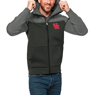 Men's Antigua Steel/Charcoal Houston Cougars Protect Full-Zip Hoodie