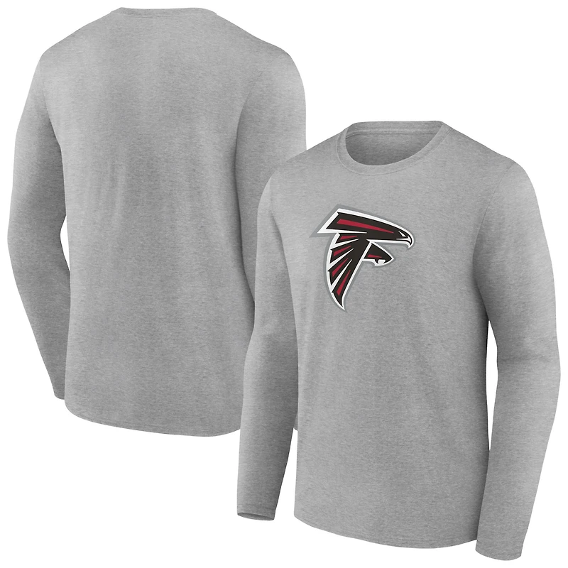 Men's Heather Gray Atlanta Falcons Primary Team Logo Long Sleeve T-Shirt