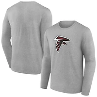 Men's Heather Gray Atlanta Falcons Primary Team Logo Long Sleeve T-Shirt