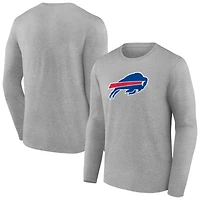 Men's Heather Gray Buffalo Bills Primary Team Logo Long Sleeve T-Shirt