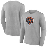 Men's Heather Gray Chicago Bears Primary Team Logo Long Sleeve T-Shirt