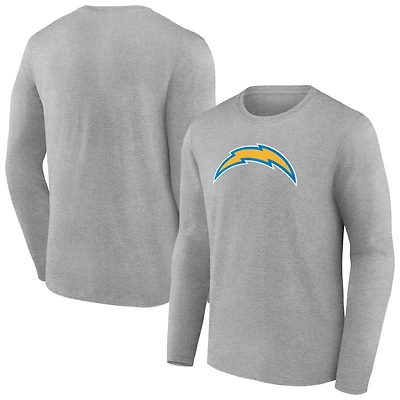 Men's Heather Gray Los Angeles Chargers Primary Team Logo Long Sleeve T-Shirt