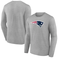 Men's Heather Gray New England Patriots Primary Team Logo Long Sleeve T-Shirt