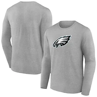 Men's Heather Gray Philadelphia Eagles Primary Team Logo Long Sleeve T-Shirt
