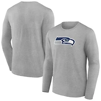 Men's Heather Gray Seattle Seahawks Primary Team Logo Long Sleeve T-Shirt