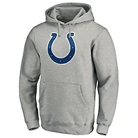 Men's Heather Gray Indianapolis Colts Primary Team Logo Fitted Pullover Hoodie
