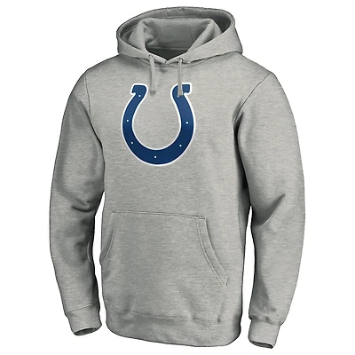 Men's Heather Gray Indianapolis Colts Primary Team Logo Fitted Pullover Hoodie
