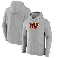 Men's Heather Gray Washington Commanders Primary Team Logo Fitted Pullover Hoodie