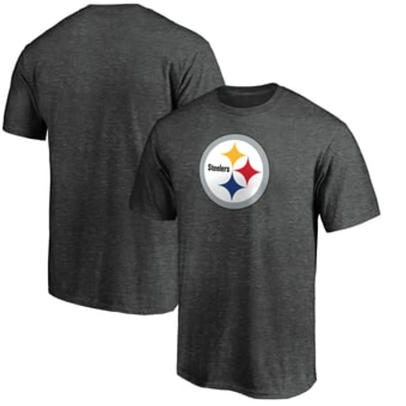 Men's Fanatics Heather Charcoal Pittsburgh Steelers Primary Logo T-Shirt
