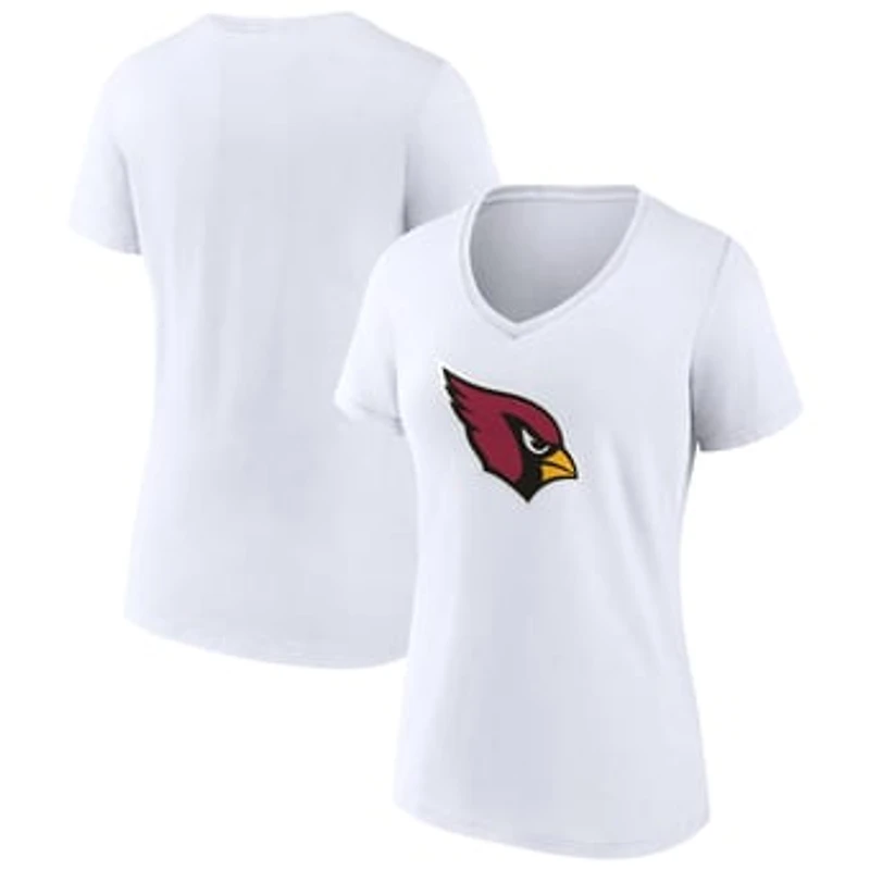 Women's White Arizona Cardinals Primary Logo V-Neck T-Shirt