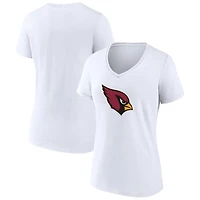 Women's White Arizona Cardinals Primary Logo V-Neck T-Shirt