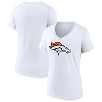 Women's White Denver Broncos Primary Team Logo V-Neck T-Shirt