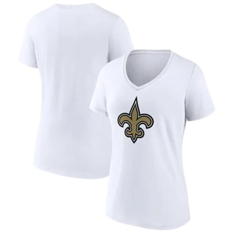 Women's White New Orleans Saints Primary Team Logo V-Neck T-Shirt