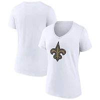 Women's White New Orleans Saints Primary Team Logo V-Neck T-Shirt