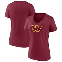 Women's Burgundy Washington Commanders Primary Team Logo V-Neck T-Shirt