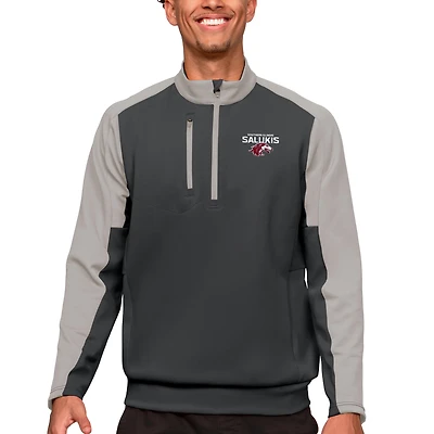 Men's Antigua Charcoal/Silver Southern Illinois Salukis Team Quarter-Zip Pullover Top