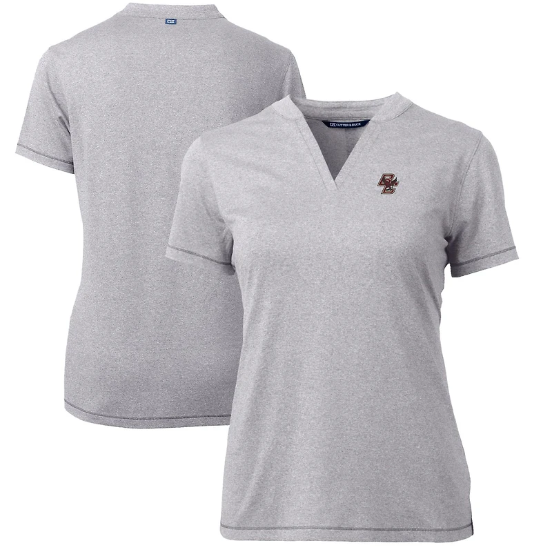 Women's Cutter & Buck Heather Gray Boston College Eagles Forge Blade V-Neck Top