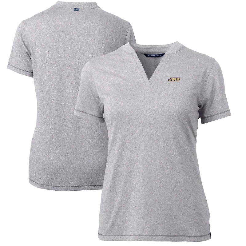 Women's Cutter & Buck Heather Gray James Madison Dukes Forge Blade V-Neck Top