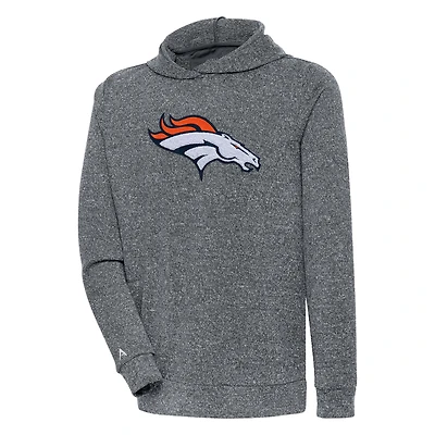 Men's Antigua Charcoal Denver Broncos Absolute Chenille Pullover Hoodie