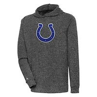 Men's Antigua Heathered Black Indianapolis Colts Absolute Chenille Pullover Hoodie