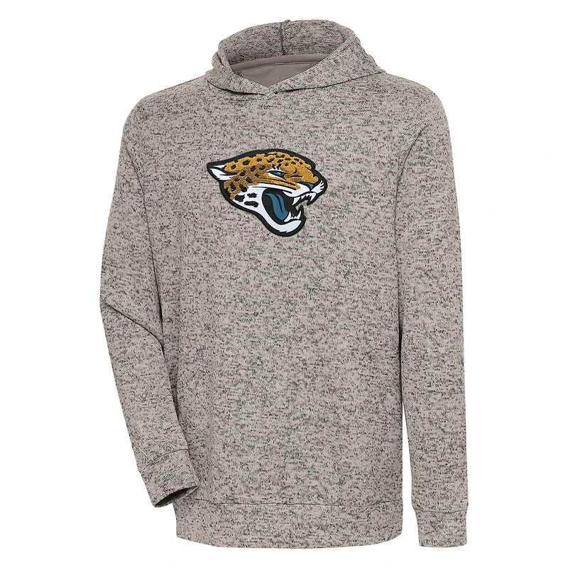 Men's Antigua Oatmeal Jacksonville Jaguars Absolute Chenille Pullover Hoodie