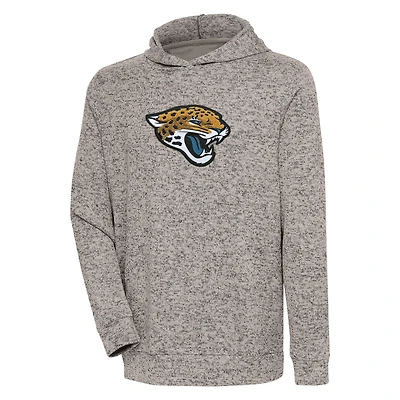 Men's Antigua Oatmeal Jacksonville Jaguars Absolute Chenille Pullover Hoodie