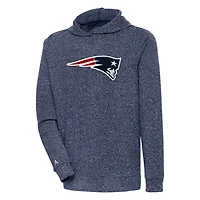 Men's Antigua Heathered Navy New England Patriots Absolute Chenille Pullover Hoodie