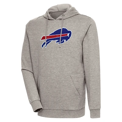 Men's Antigua Oatmeal Buffalo Bills Action Chenille Pullover Hoodie