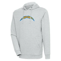 Men's Antigua Heathered Gray Los Angeles Chargers Action Chenille Pullover Hoodie