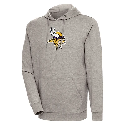 Men's Antigua Oatmeal Minnesota Vikings Action Chenille Pullover Hoodie