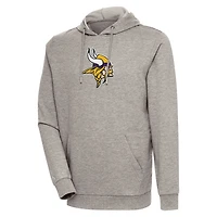 Men's Antigua Oatmeal Minnesota Vikings Action Chenille Pullover Hoodie