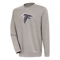 Men's Antigua Oatmeal Atlanta Falcons Reward Chenille Pullover Crewneck Sweatshirt