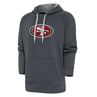 Men's Antigua Charcoal San Francisco 49ers Victory Chenille Pullover Hoodie