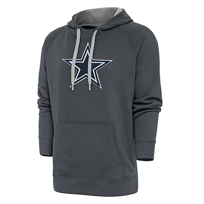 Men's Antigua Charcoal Dallas Cowboys Victory Chenille Pullover Hoodie