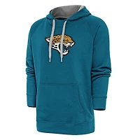 Men's Antigua Teal Jacksonville Jaguars Victory Chenille Pullover Hoodie