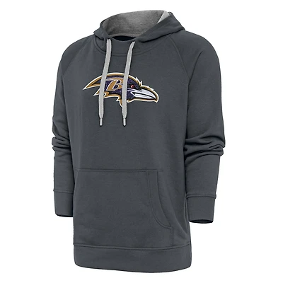 Men's Antigua Charcoal Baltimore Ravens Victory Chenille Pullover Hoodie