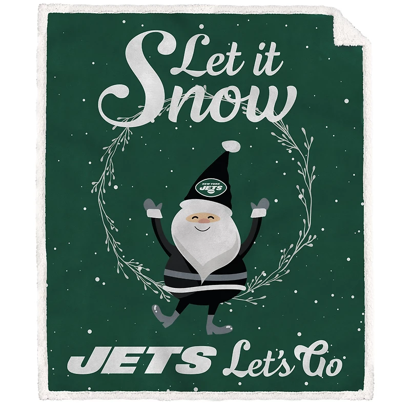 New York Jets 50'' x 60'' Let It Snow Sherpa Flannel Fleece Blanket