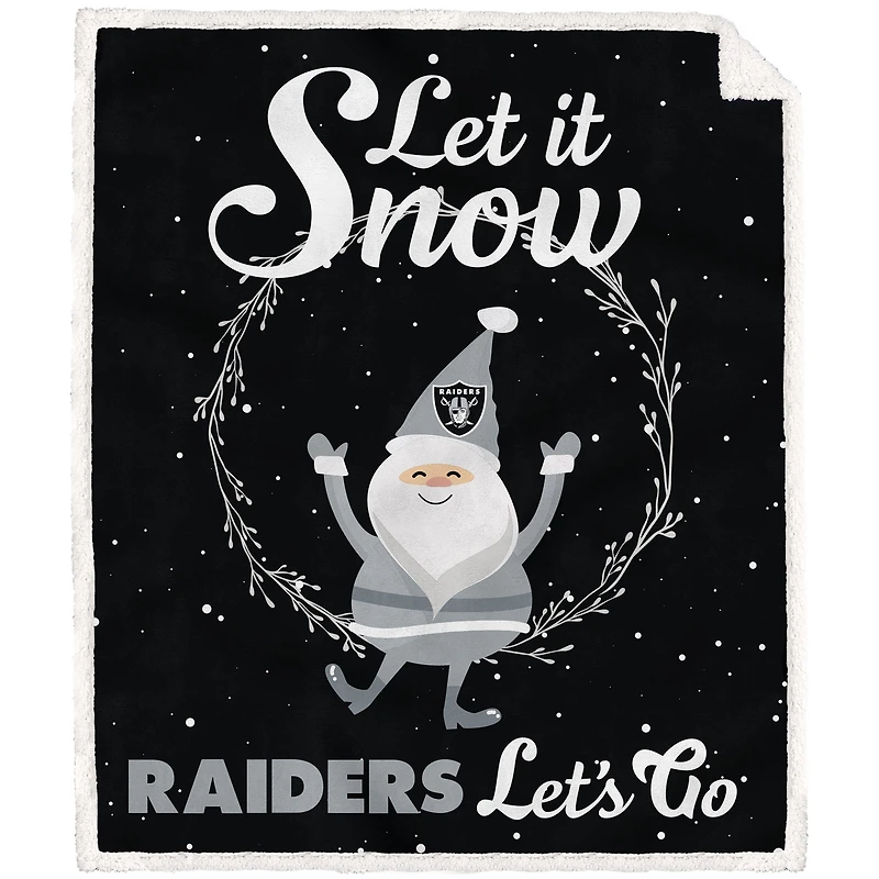 Las Vegas Raiders 50'' x 60'' Let It Snow Sherpa Flannel Fleece Blanket