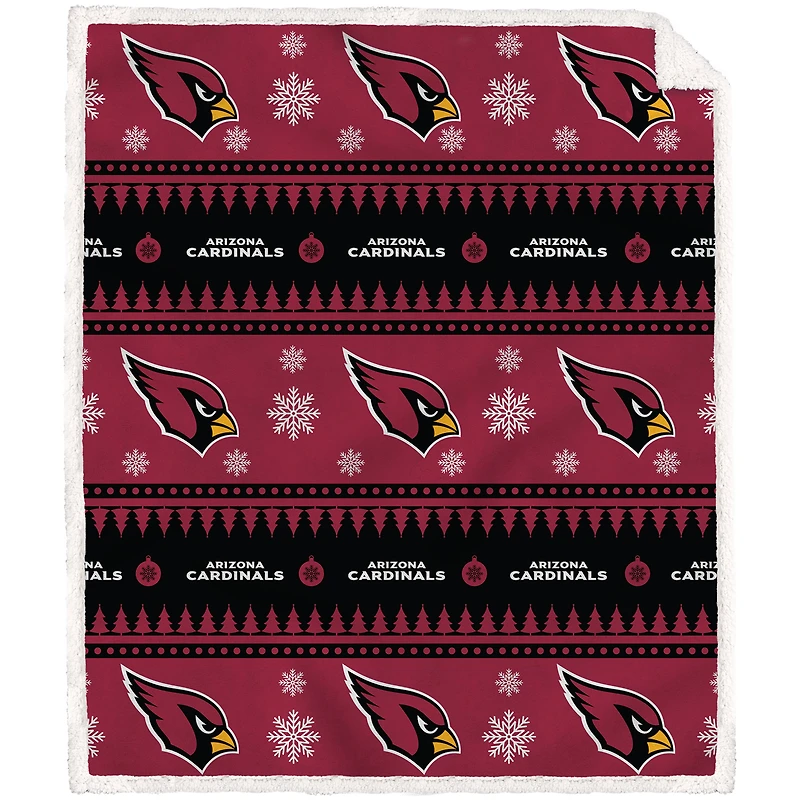 Arizona Cardinals 60'' x 70'' Holiday Gift Wrap Sherpa Flannel Fleece Blanket