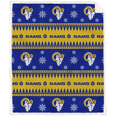 Los Angeles Rams 60'' x 70'' Holiday Gift Wrap Sherpa Flannel Fleece Blanket