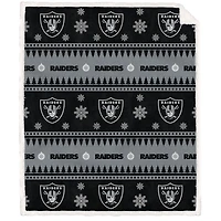 Las Vegas Raiders 60'' x 70'' Holiday Gift Wrap Sherpa Flannel Fleece Blanket
