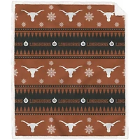 Texas Longhorns 60'' x 70'' Holiday Gift Wrap Sherpa Flannel Fleece Blanket