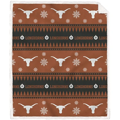 Texas Longhorns 60'' x 70'' Holiday Gift Wrap Sherpa Flannel Fleece Blanket