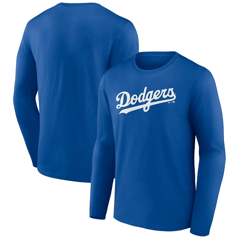 Men's Royal Los Angeles Dodgers Wordmark Long Sleeve T-Shirt