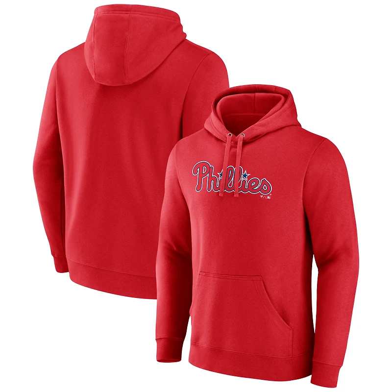 Men's Red Philadelphia Phillies Official Wordmark Pullover Hoodie