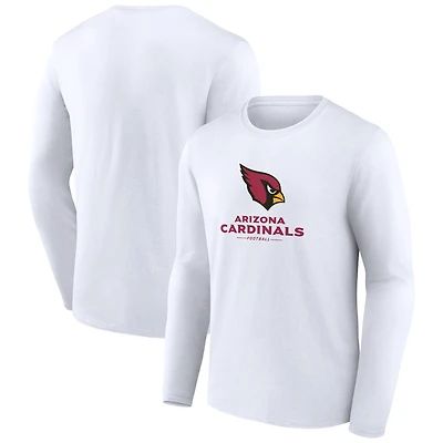 Men's White Arizona Cardinals Logo Team Lockup Long Sleeve T-Shirt